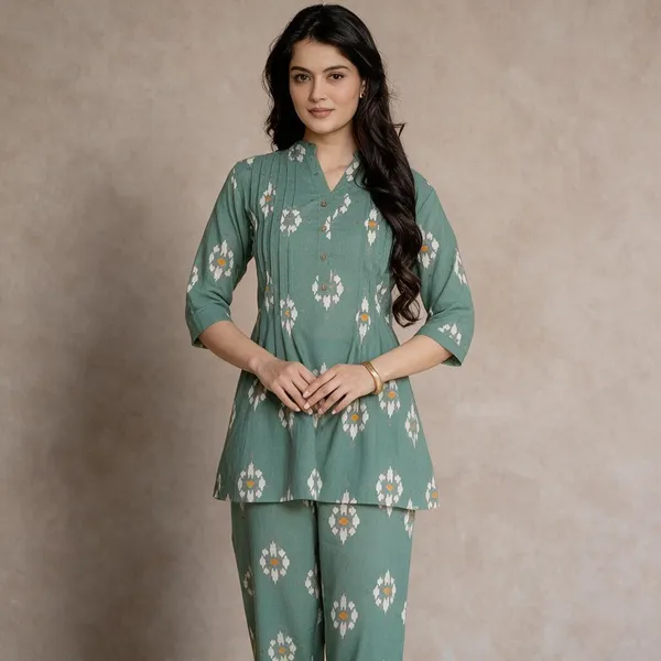 Sage_Green_Floral_Print_Kurta_Pant_Set_For_Women