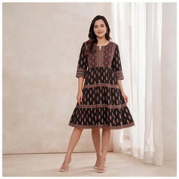 Black_Printed_Fit_And_Flare_Dress_For_Women