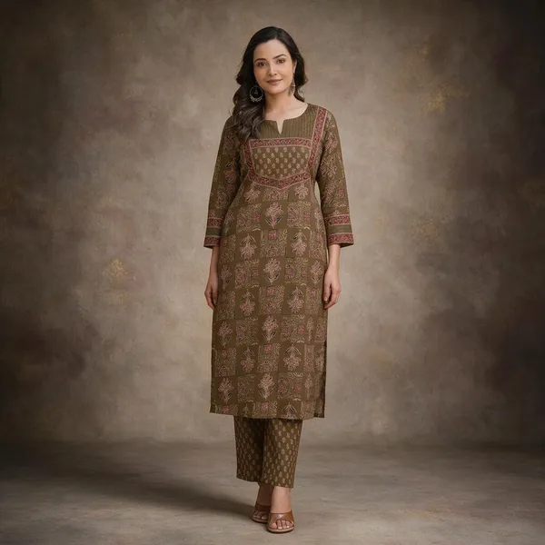 Brown_Printed_Straight_Kurta_Set_For_Women