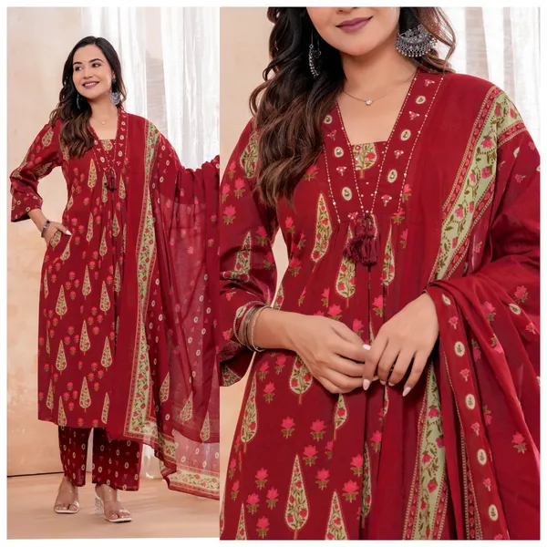 Red_Printed_Straight_Kurta_Set_for_Women