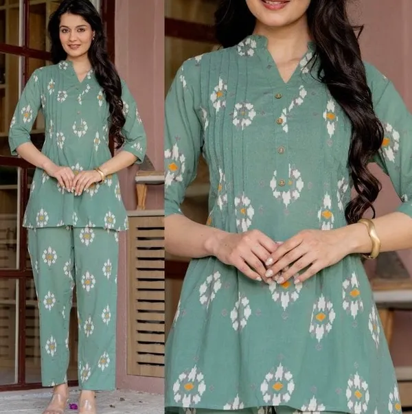 Sage_Green_Floral_Print_Kurta_Pant_Set_For_Women