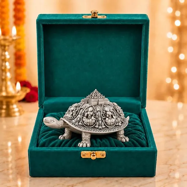 Pure_Silver_Plated_Ashta_Lakshmi_Tortoise_Idol_(3_Inch)_|_Auspicious_Vastu_Home_Decor_For_Pooja_Room_And_Mandir_|_Sacred_Turtle_Showpiece_For_Prosperity_Good_Luck_&_Wealth