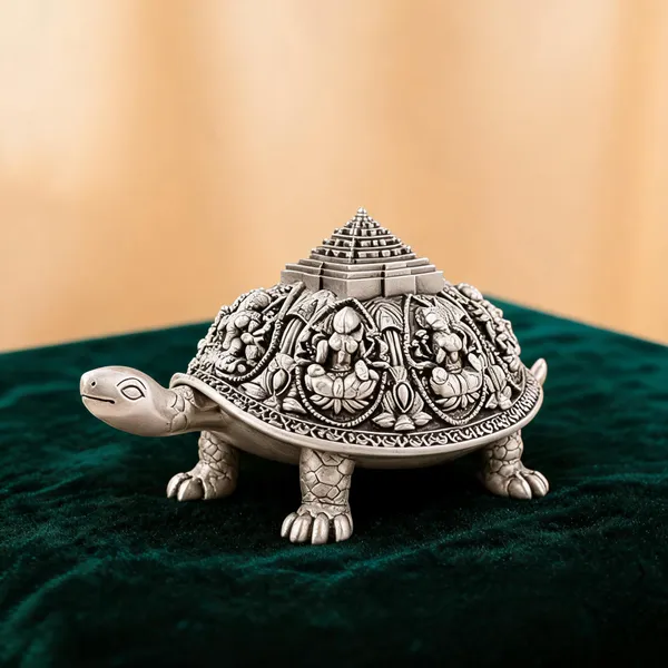 Pure_Silver_Plated_Ashta_Lakshmi_Tortoise_Idol_(3_Inch)_|_Auspicious_Vastu_Home_Decor_For_Pooja_Room_And_Mandir_|_Sacred_Turtle_Showpiece_For_Prosperity_Good_Luck_&_Wealth