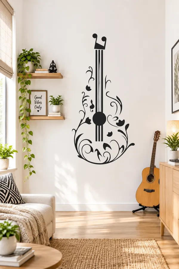 Black_Musical_Instrument_Floral_Wall_Decal