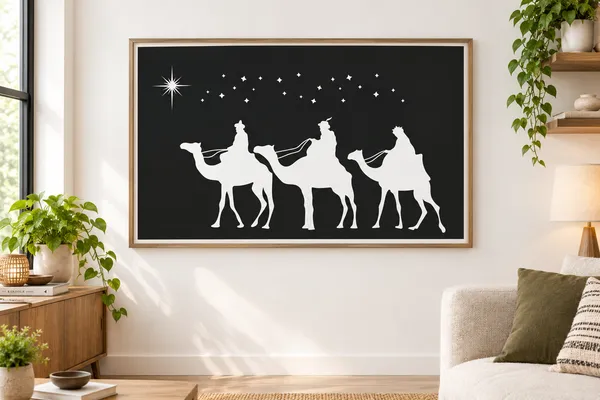 Wooden_Framed_Camel_Caravan_Silhouette_Wall_Art