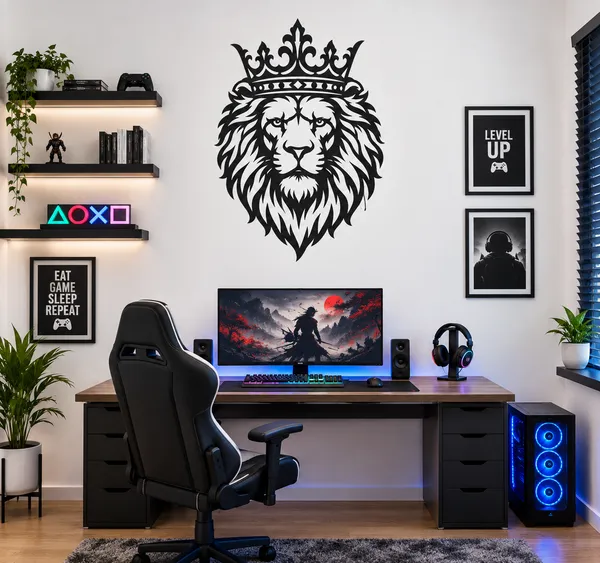 Black_Modern_Crowned_Lion_Wall_Decal