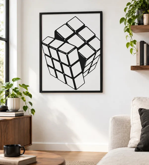 Framed_Modern_Geometric_Cube_Wall_Art