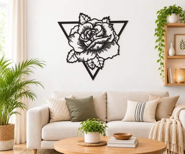 Black_Metal_Modern_Floral_Rose_Wall_Decor
