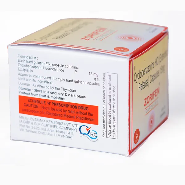 Zorifen_I_Cyclobenzaprine_HCI_I_Extended_Release_I_15_mg_10_Capsules