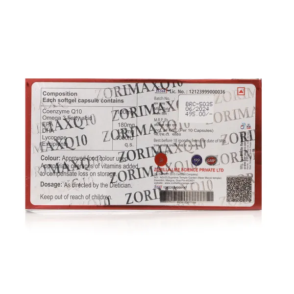 Zorimax_Q10_I_Co-Enzyme_Q10_I_Omega_3_Fatty_Acid_I_EPA_I_DHA_I_Lycopene_I_Softgel_Capsules_I_Health_Supplement_I_10_Tablets