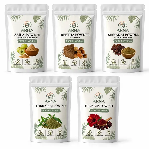 Amla,_Reetha,_Shikakai,_Bhringraj_and_Hibiscus_Powder_for_Hair_Care_-_Combo_Pack_of_5_-_Each_100gm