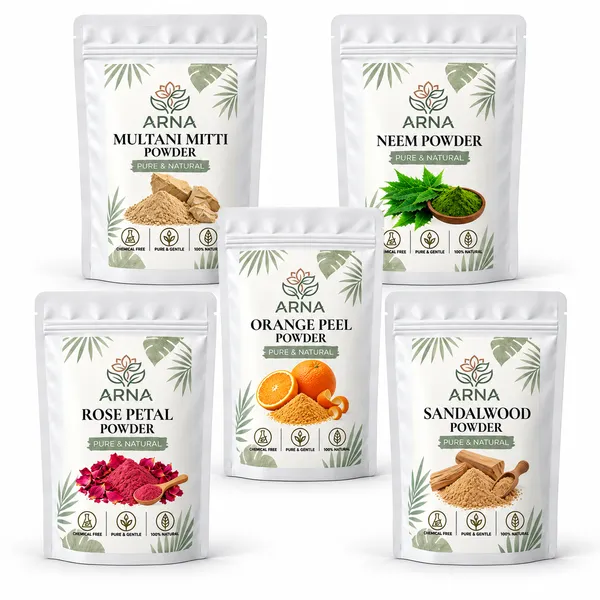 Rose_Petal,_Sandalwood,_Neem,_Multani_Mitti_And_Orange_Peel_Powder_For_Skin_Care_-_Combo_Pack_of_5_-_Each_100gm