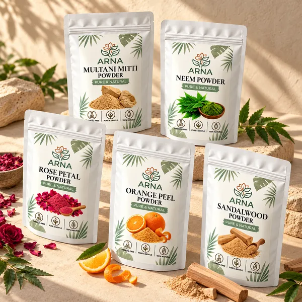 Rose_Petal,_Sandalwood,_Neem,_Multani_Mitti_And_Orange_Peel_Powder_For_Skin_Care_-_Combo_Pack_of_5_-_Each_100gm