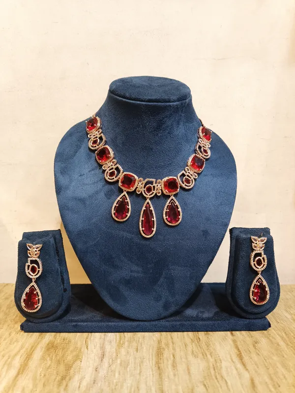 Gold_Plated_Brass_Red_Stone_Necklace_And_Earrings_Set_For_Women