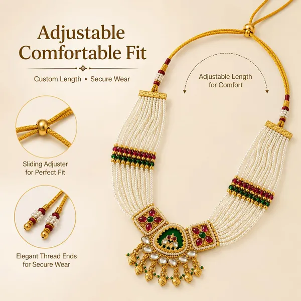 Multicolor_Gold_Plated_Brass_Multi-Strand_Pearl_Necklace_Set_For_Women