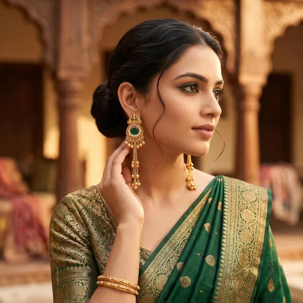 Green_Gold_Plated_Brass_Kashmiri_Chain_Drop_Jhumka_Earrings_For_Women
