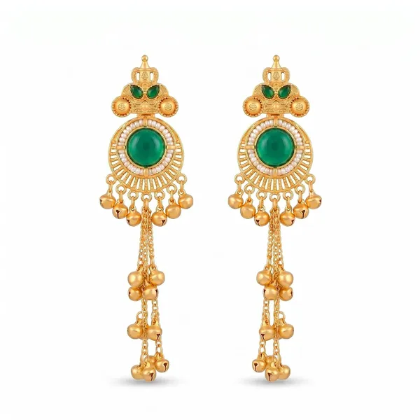 Green_Gold_Plated_Brass_Kashmiri_Chain_Drop_Jhumka_Earrings_For_Women