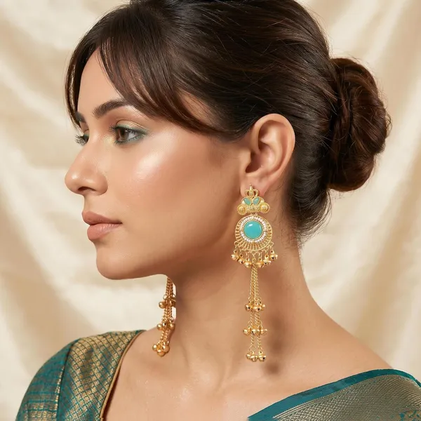 Sky_Blue_Gold_Plated_Brass_Kashmiri_Chain_Drop_Jhumka_Earrings_For_Women