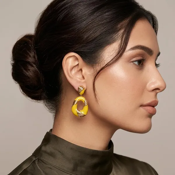 Yellow_Gold_Plated_Brass_Enamel_Oval_Drop_Earrings_For_Women