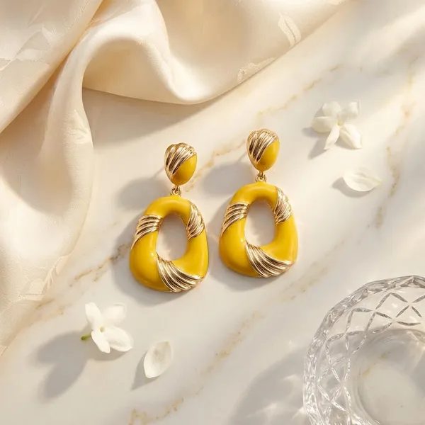 Yellow_Gold_Plated_Brass_Enamel_Oval_Drop_Earrings_For_Women