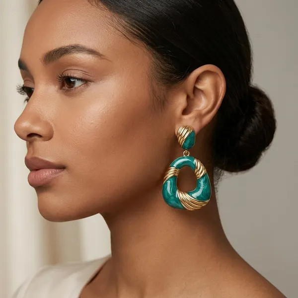 Emerald_Green_Gold_Plated_Brass_Enamel_Oval_Drop_Earrings_For_Women