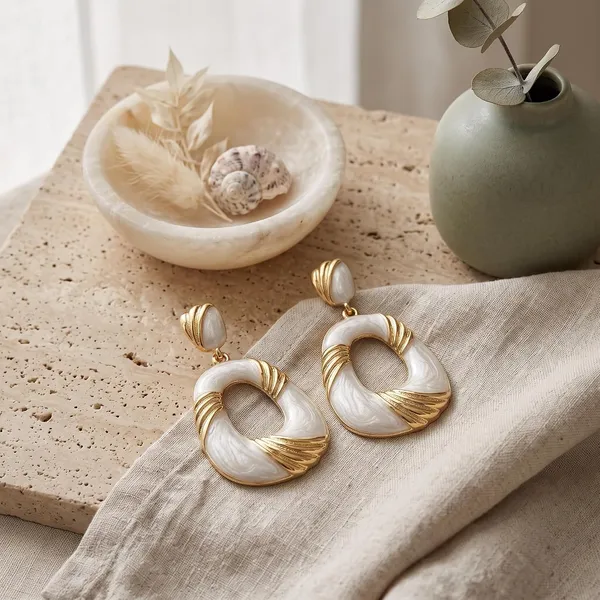 White_Gold_Plated_Brass_Enamel_Oval_Drop_Earrings_For_Women