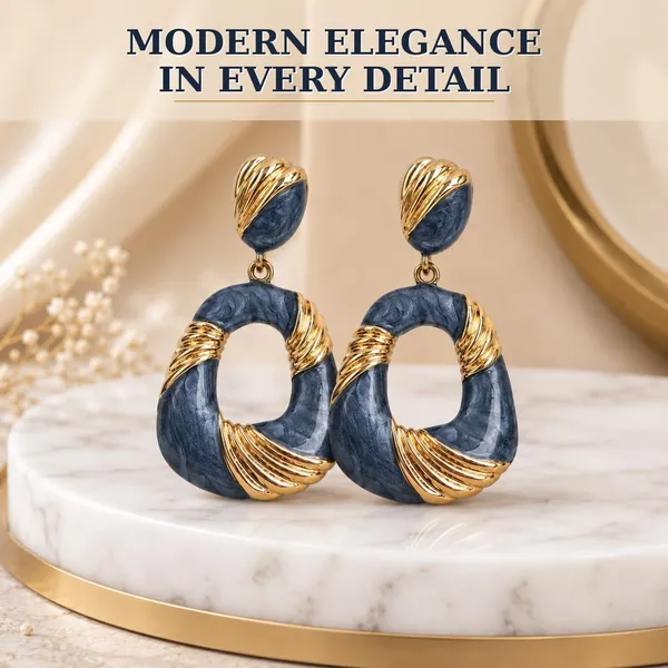 Gray_Gold_Plated_Brass_Enamel_Oval_Drop_Earrings_For_Women