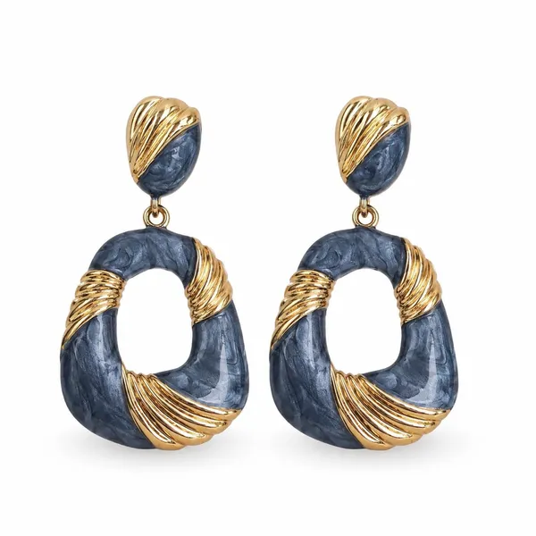 Gray_Gold_Plated_Brass_Enamel_Oval_Drop_Earrings_For_Women