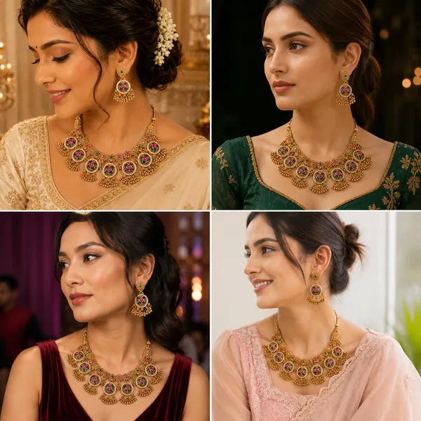 Antique_Gold_Brass_Meenakari_Choker_Necklace_Set_For_Women