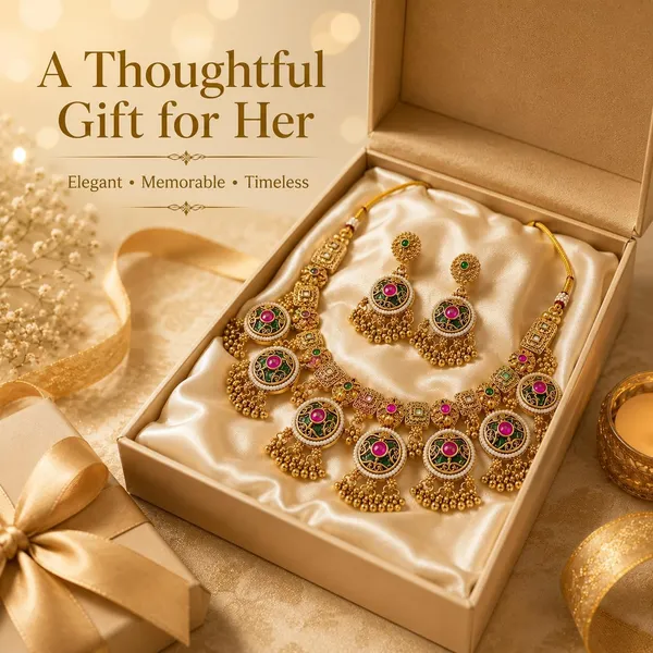 Antique_Gold_Brass_Meenakari_Choker_Necklace_Set_For_Women