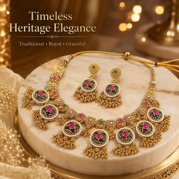 Antique_Gold_Brass_Meenakari_Choker_Necklace_Set_For_Women