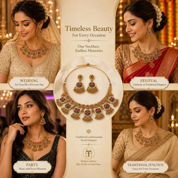 Antique_Gold_Brass_Meenakari_Choker_Necklace_Set_For_Women