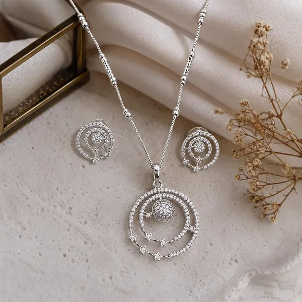 Silver_Brass_Ad_Diamond_Circular_Pendant_Necklace_Set_For_Women