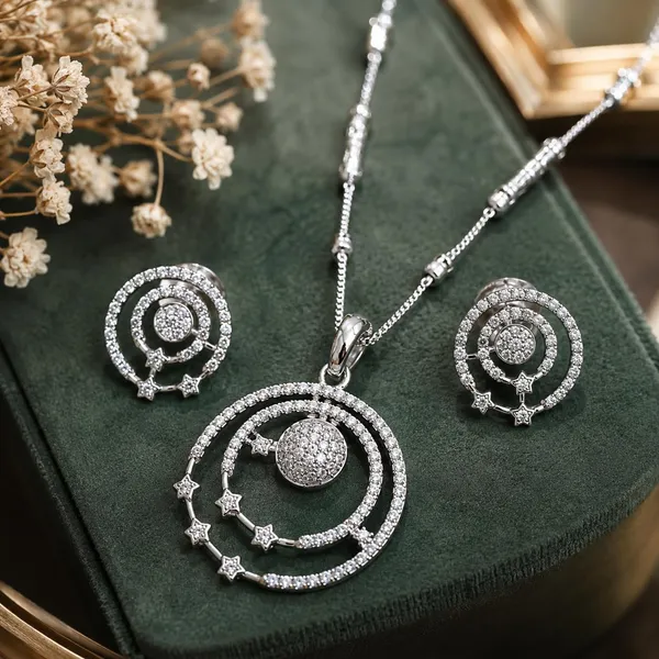 Silver_Brass_Ad_Diamond_Circular_Pendant_Necklace_Set_For_Women