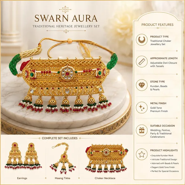 Gold_Brass_Kundan_Floral_Choker_Jewelry_Set_For_Women