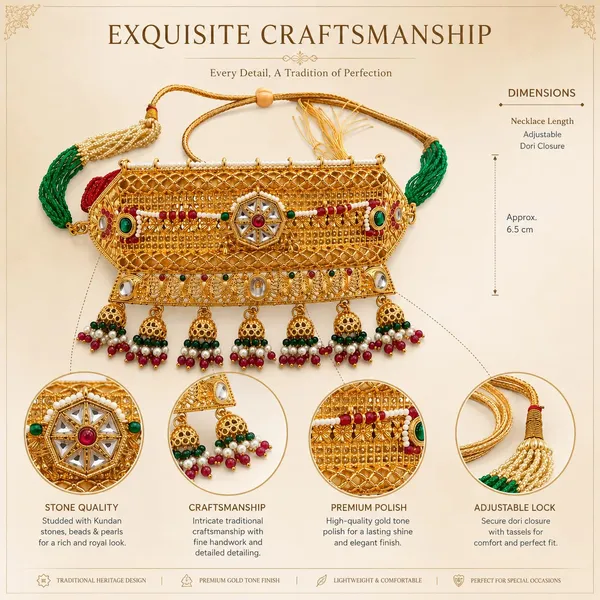 Gold_Brass_Kundan_Floral_Choker_Jewelry_Set_For_Women