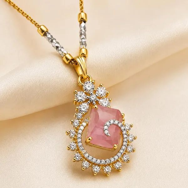 Two-Tone_Gold_Silver_Brass_Pink_Enamel_Ad_Pendant_Necklace_Set_For_Women