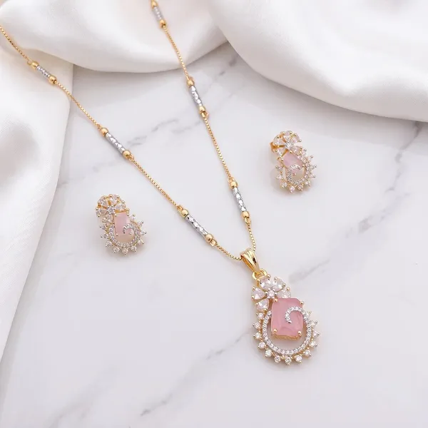 Two-Tone_Gold_Silver_Brass_Pink_Enamel_Ad_Pendant_Necklace_Set_For_Women