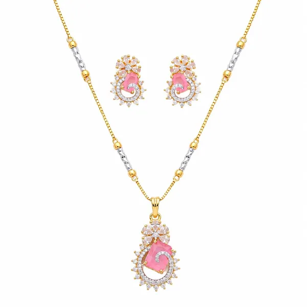 Two-Tone_Gold_Silver_Brass_Pink_Enamel_Ad_Pendant_Necklace_Set_For_Women