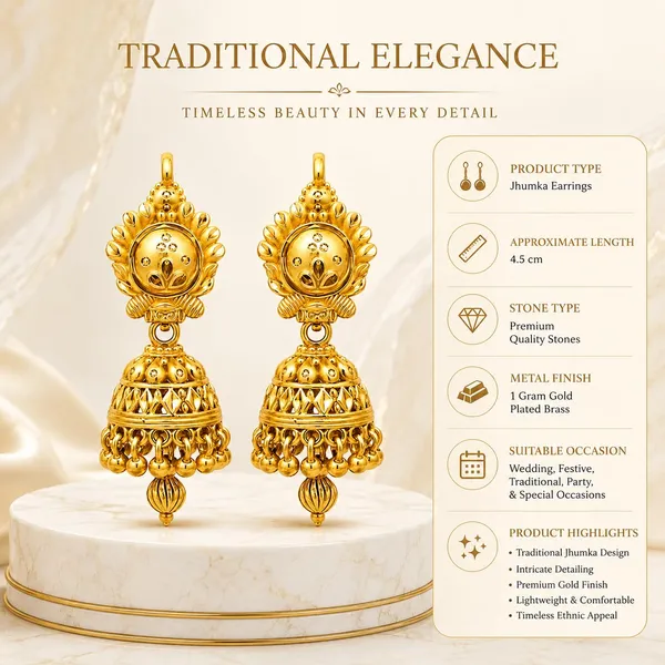 Gold_Brass_24K_Gold_Plated_Temple_Style_Jhumka_Earrings_For_Women