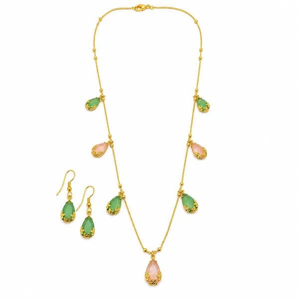 Mint_Pink_Gold_Plated_Brass_Filigree_Jewellery_Set_For_Women
