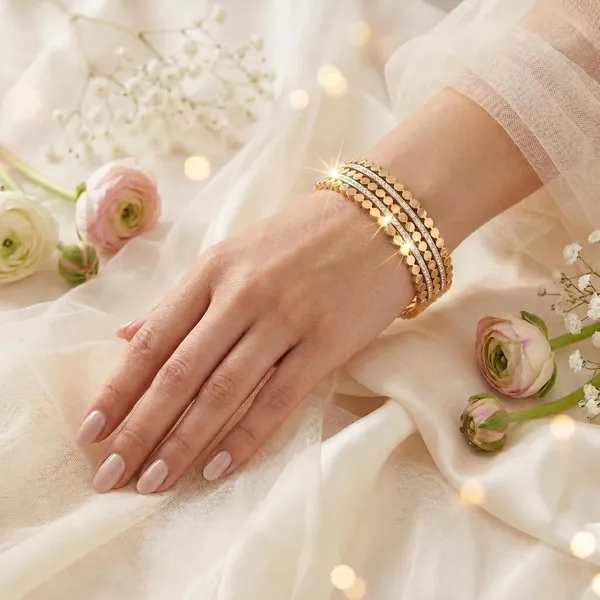 Gold_Brass_Multi-Row_Disc_Link_Stone_Bangle_Bracelet_For_Women