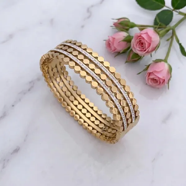 Gold_Brass_Multi-Row_Disc_Link_Stone_Bangle_Bracelet_For_Women