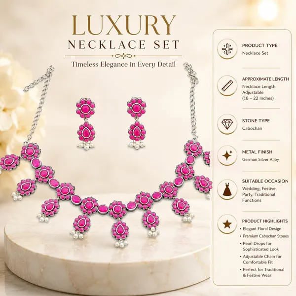 Pink_Oxidised_Silver_Plated_Floral_Necklace_Set_For_Women