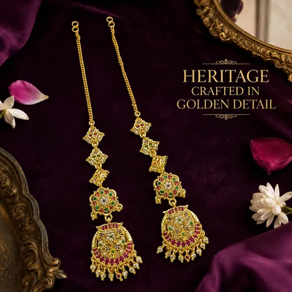 Gold_Brass_Stone_Embellished_Gold_Plated_Ear_Chain_Earrings_For_Women