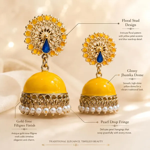 Yellow_Peacock_Meenakari_Jhumka_Earrings_With_Pearl_Drops_For_Women_-_Pack_of_2