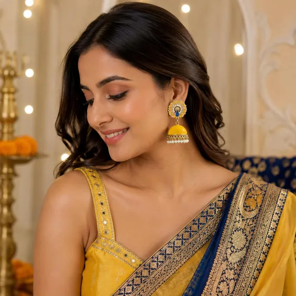 Yellow_Peacock_Meenakari_Jhumka_Earrings_With_Pearl_Drops_For_Women_-_Pack_of_2