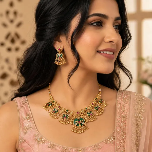 Antique_Gold_Brass_Meenakari_Choker_Necklace_Set_For_Women