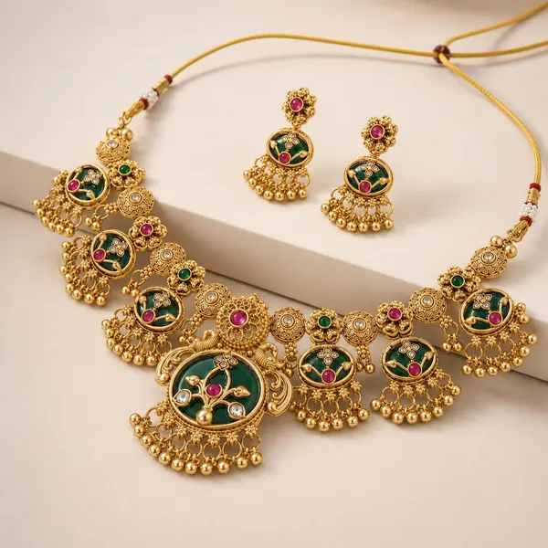 Antique_Gold_Brass_Meenakari_Choker_Necklace_Set_For_Women
