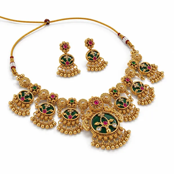 Antique_Gold_Brass_Meenakari_Choker_Necklace_Set_For_Women